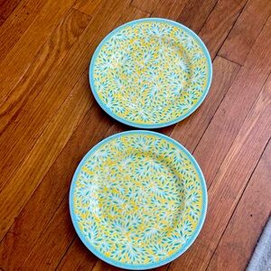 2 pristine La Primula Italian salad plates. Stunning yellow and delicate green